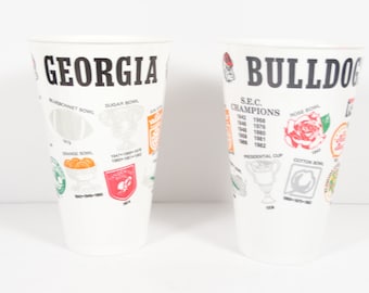 Rare UGA 1982 SEC Champions Cups - Sold in Pairs 1982 uga sec Football 1980 Bowl Champions uga Cups - University of Georgia Bulldogs Fan DC9