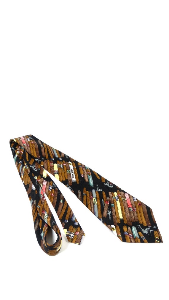 1996 Nicole Miller Silk Tie Cigar Tie Cigar Aficio