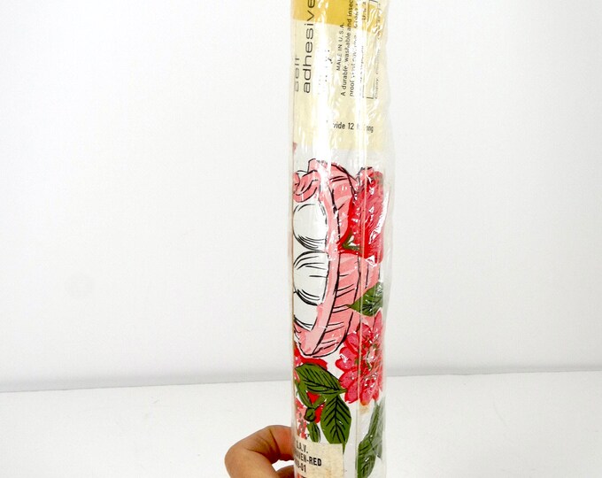 1960s Adhere Selfadhesive Vinyl Shelf Paper NOS Unopened Pink and