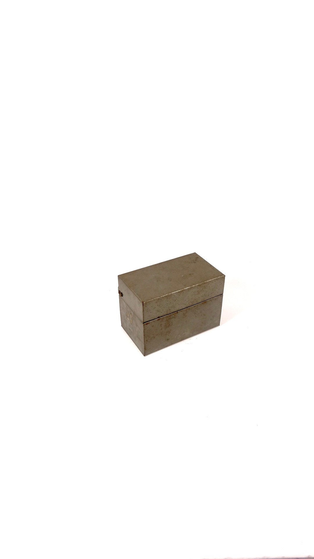 Distressed Metal Index Card File Box Industrial Office File Card Box