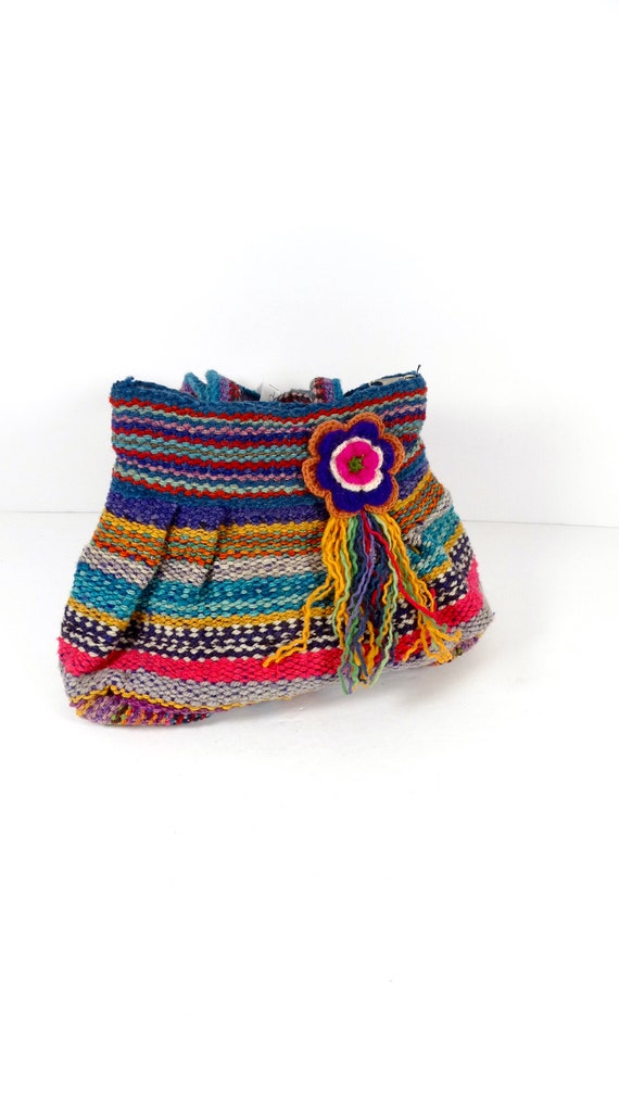Vintage Woven Handbag Peruvian Textile Top Handle… - image 2