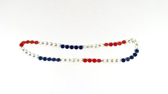 1960s Enamel Disk Necklace Red White and Blue 196… - image 2