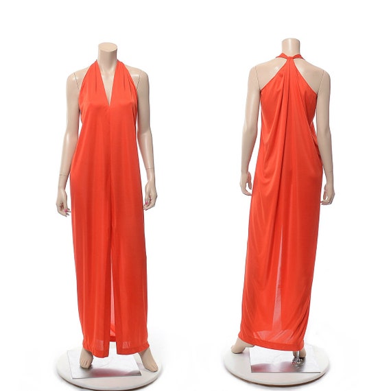 Vintage 70s Halston IV Grecian Halter Dress Qiana