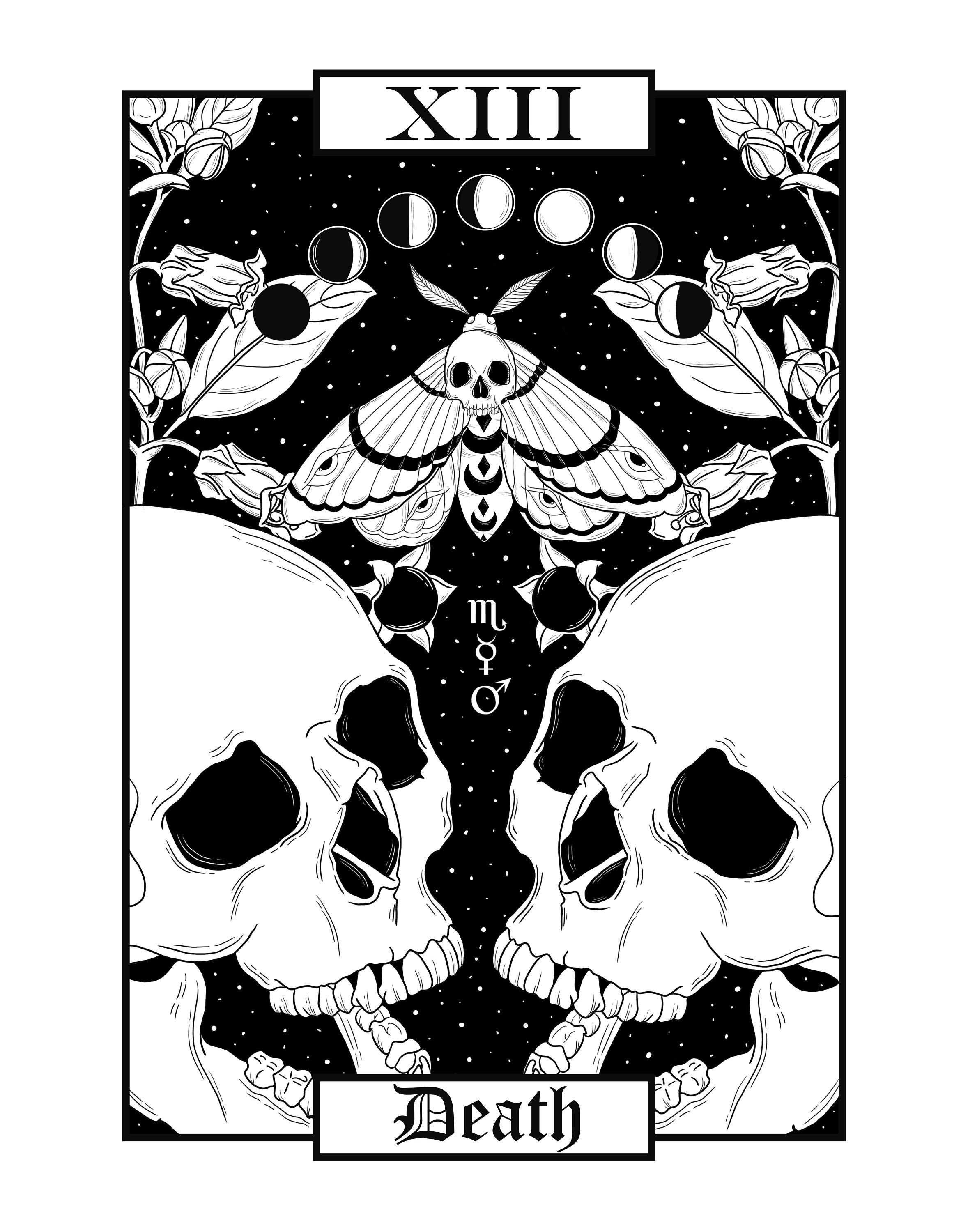 Amethyst Pastel Death Tarot Card Botanical Art Print Etsy