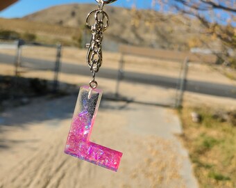 Resin Glitter Letter Keychains
