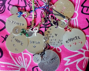 BTS Bangtan Member Charms Zipper Pulls Keychain Cellphone Charm