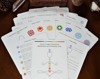 7 Chakra Balancing, Alignment, Meditation & Affirmation Card Deck, Gemstone Crystal Chakra Basics, Cards for Beginners, Spiritual Gift