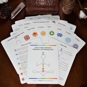 7 Chakra Balancing, Alignment, Meditation & Affirmation Card Deck, Gemstone Crystal Chakra Basics, Cards for Beginners, Spiritual Gift