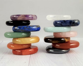 You Choose Your Stones, Custom 7 Chakra Palm Pocket Stone Set, Aprx 1.2" or 28-32mm ea, 14 Gemstone Choices, Chakra Balancing and Meditation