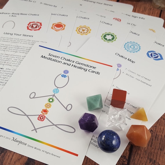 Set of 5 Gemstone Chakra Platonic Solids Shapes Set of 5 Gemstone Chakra Platonic Solids Shapes