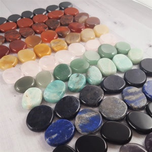 Chakra Palm Stone Grab Bag, Mix Set 10 Mismatched Random Pocket Small Gemstone Crystals, Aprx 1" or 25-28mm, 7 Chakra Balancing & Meditation