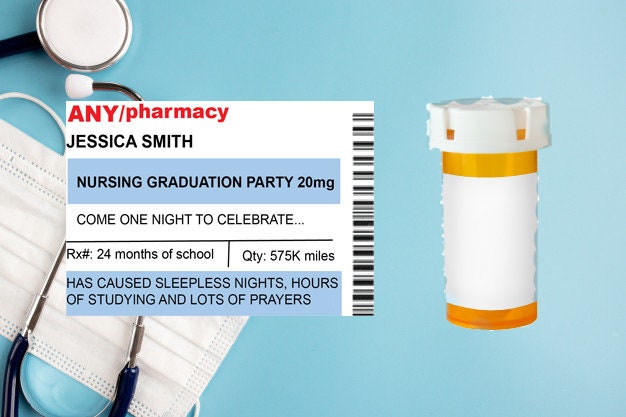 Prescription Bottle Label: Medical, Nurse, PA, Doctor Graduation. Inv…