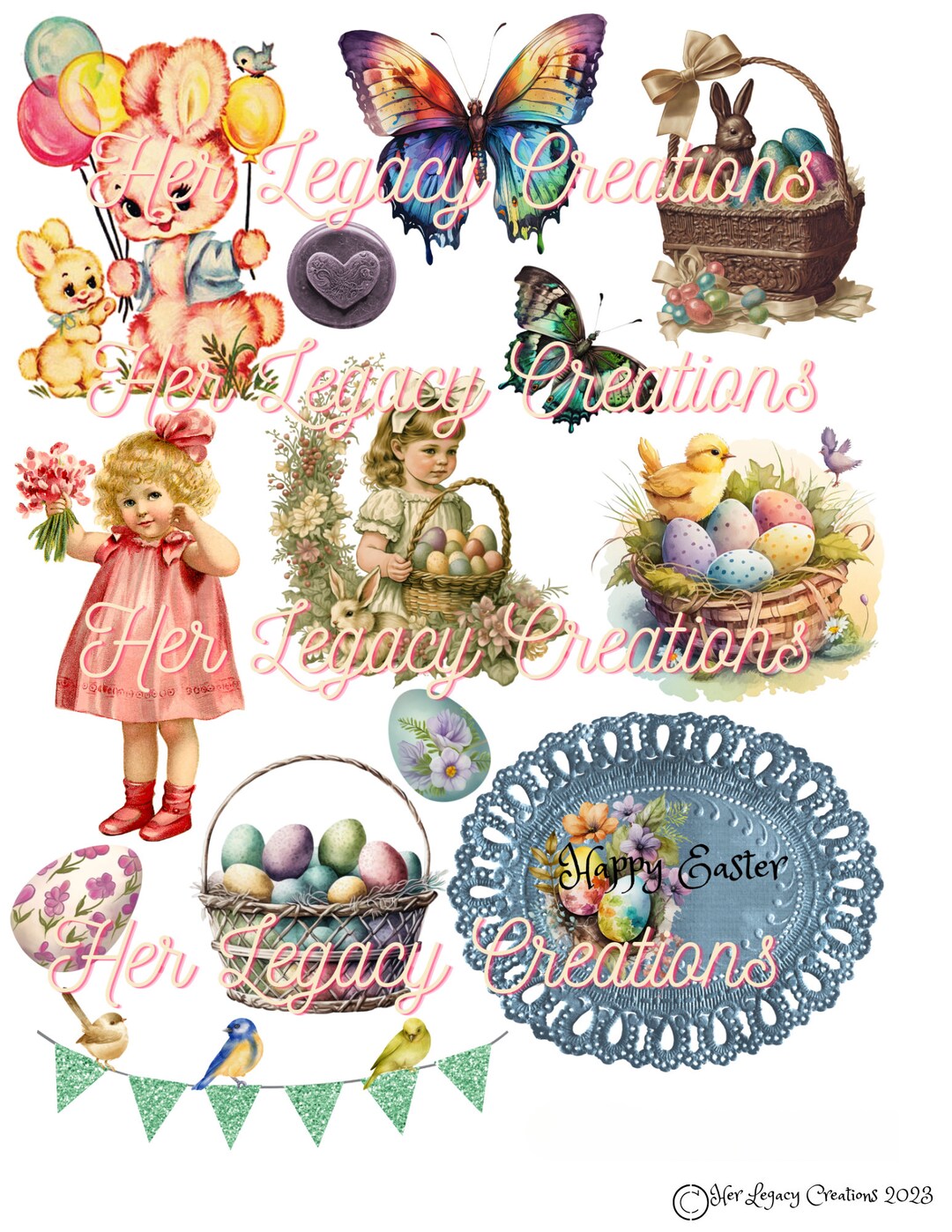 Digital Download Easter Inspiration Collage Diecut Sticker Sheet ...