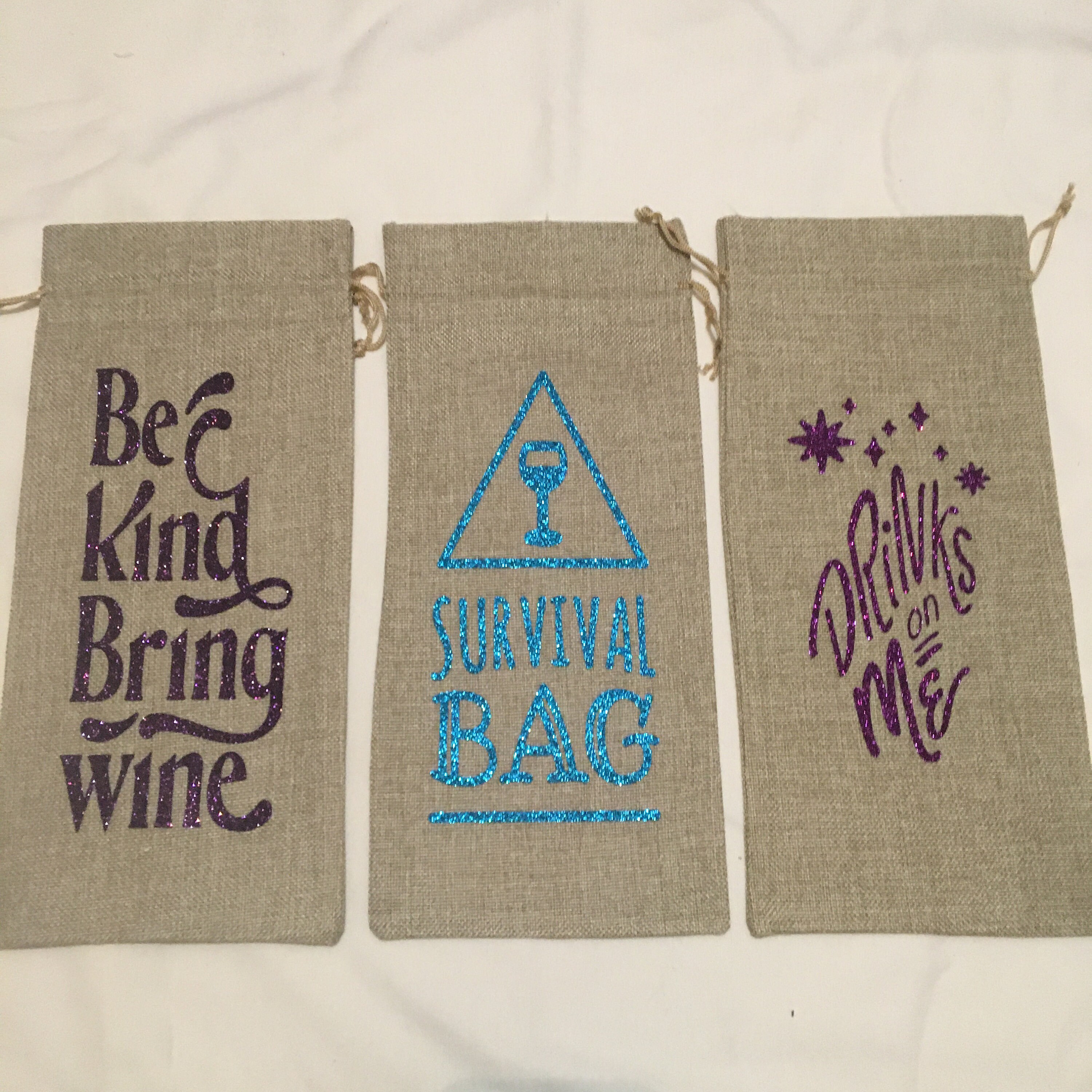 Jute wine gift bags with handpicked graphics Etsy
