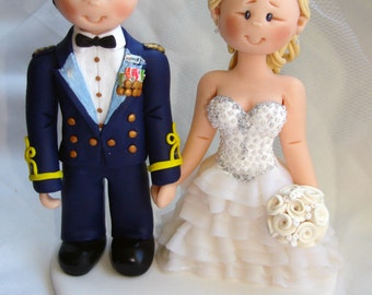 Custom US Army Colonel & Bride Wedding Cake Topper