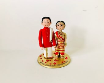 Personalised Tamil Brahmin Madisar Iyyengar Iyer Sri Lankan saree Sari Bride & Groom Cake topper