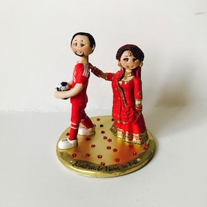 Personalised Asian Indian Sikh punjabi Hindu Pakistani Muslim Bride & Groom traditional wedding cake topper Liverpool Fc football