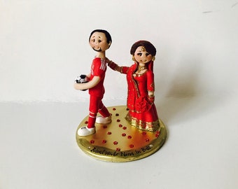 Personalised Asian Indian Sikh punjabi Hindu Pakistani Muslim Bride & Groom traditional wedding cake topper Liverpool Fc football
