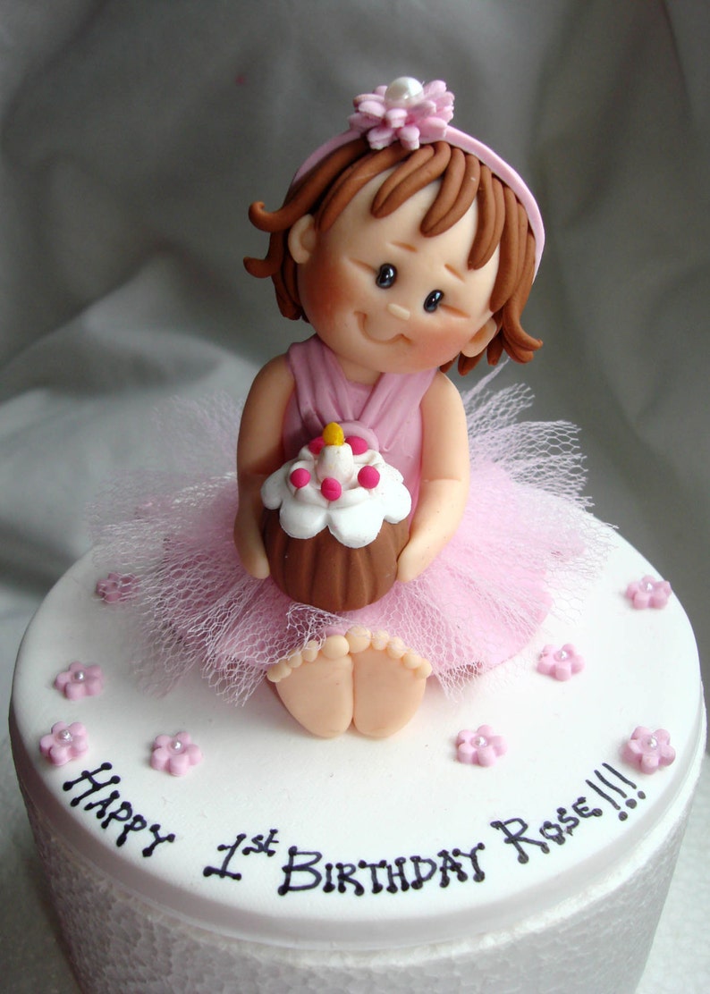 Fully Customised Baby Girl With Cake First Birthday Baby Cake Etsy