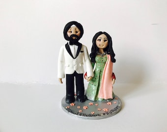 Personalized Indian Wedding Cake Topper: Sikh, Punjabi, Muslim Bride & Groom