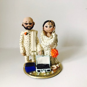 Personalised Asian Indian Sikh punjabi music and dance themed Hindu Pakistani Muslim Bride & Groom traditional wedding cake topper