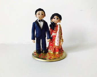 Personalised Asian Indian Sikh punjabi laacha Hindu Pakistani Muslim Bride & Groom traditional wedding cake topper