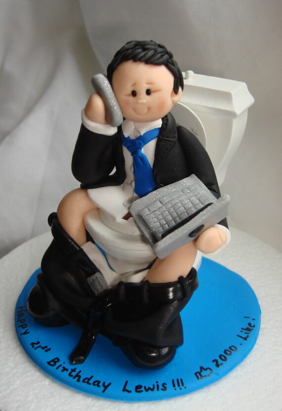 Internet Addict Funny Birthday Cake Topper Man Boy Glued To Etsy