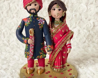 Personalised Asian Indian Sikh punjabi laacha Hindu Pakistani Muslim Bride & Groom traditional wedding cake topper