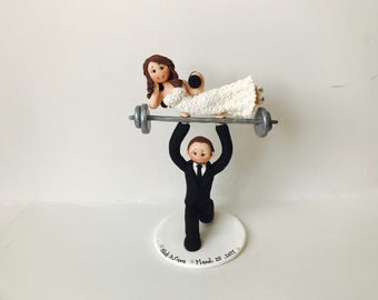 Custom Fitness Wedding Cake Topper – Groom Lifting Bride