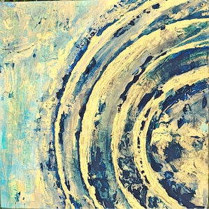 Original abstract painting, wooden panel artwork ready to hang, positive energy charged painting