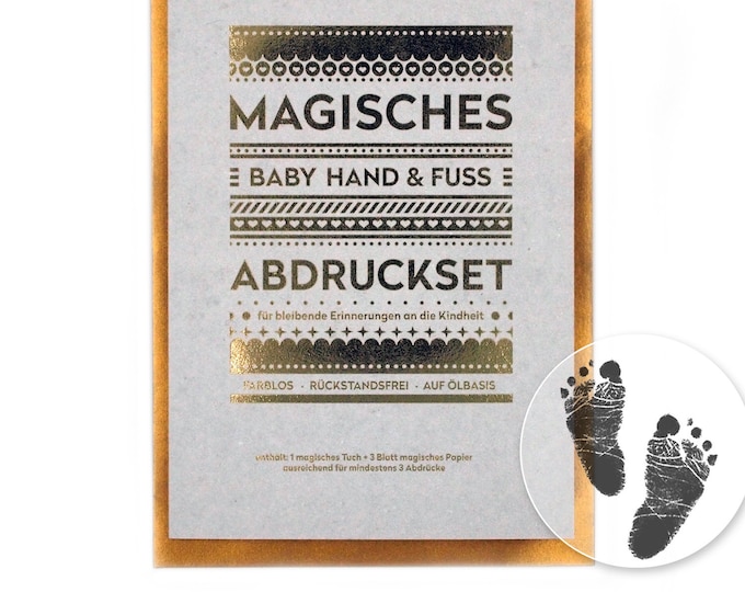 Baby Hand and Foot IMPRESSION SET - Inkless Touch: without color, without plaster, directly on coated paper (4 sheets) - Format A5