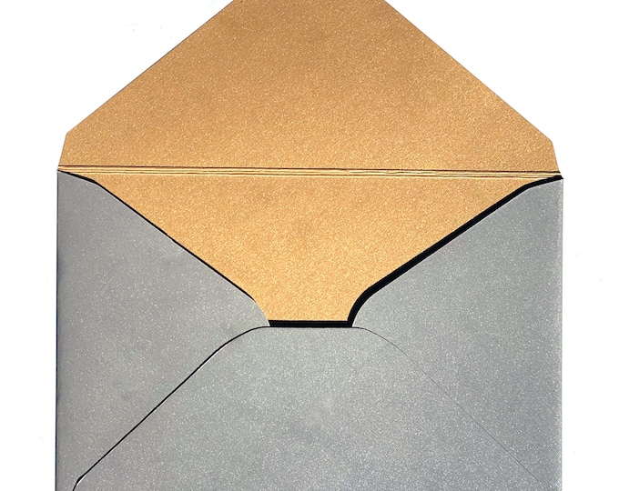 LETTER ENVELOPE in silver - gold inside - format B5, 500g very sturdy cardboard