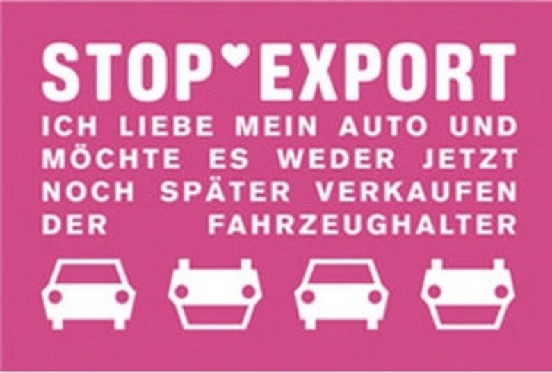 STOP EXPORT Autoaufkleber Bild 1