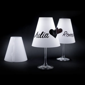 WINE GLASS LAMPSHADES 5 pcs. unprinted / white for writing on and painting yourself made of transparent paper image 1