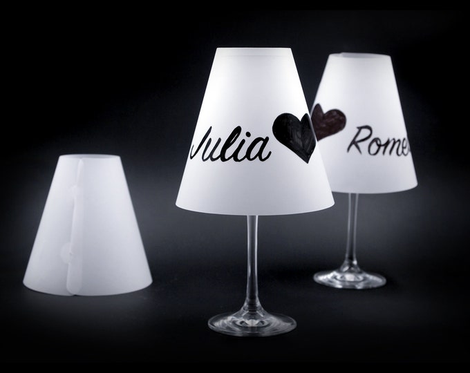 WINE GLASS LAMPSHADES · 5 pcs . unprinted / white for self-labeling and painting from tracing paper