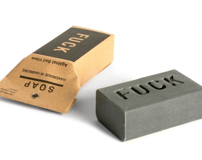 vegan palmoil free natural soap to wash away difficult times "F U C K". Against bad vibes