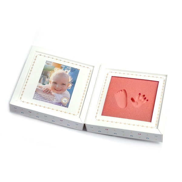 Baby's 1st Step /// Abdruckset /// Klapp-Box gefüllt mit orthopädischem Trittschaum + 1 Fenster für Foto /// BABYFOOTPRINT KIT