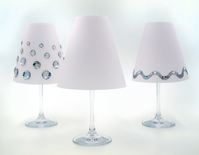 WINE GLASS LAMPSHADES 5 pcs. unprinted / white for writing on and painting yourself made of transparent paper image 3