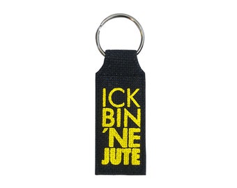 Keychain "Ick bin ne Jute" (screen-printed from coarse jute)