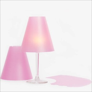 THE TENDER HELENE 3 wine glass lampshades made of transparent paper Pink