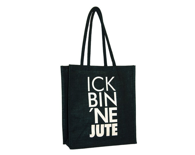 Jute bag "ick bin ne jute", Berlin souvenir made of 100% natural jute, colorfully printed