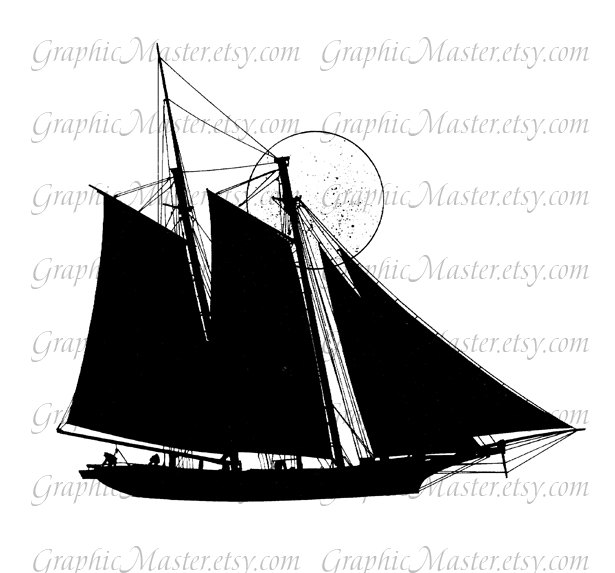 Sailing Ship Silhouette PNG Digital Collage Sheet Image | Etsy Simple Ship Silhouette
