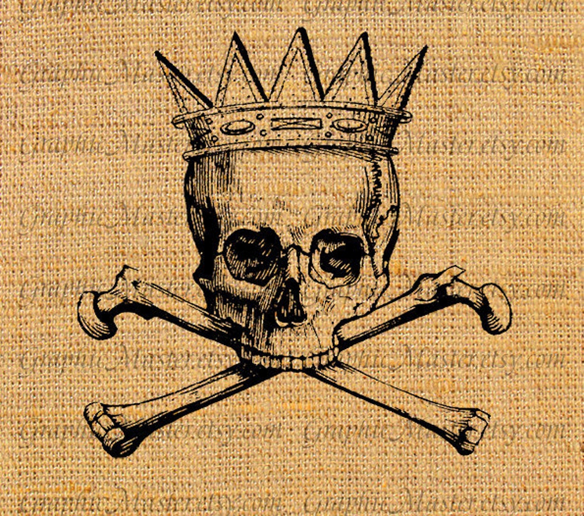 Skull and Bones Crown Crowns Vintage Digital Download Image Etsy