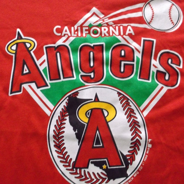 VINTAGE California Angels Red XL 50/50 Baseball T Shirt