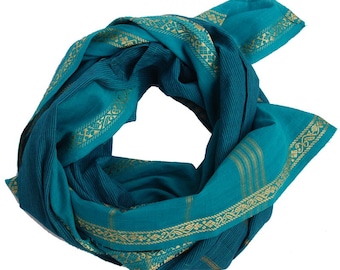 Handloom lightweight cotton sari scarf in various eye popping colours