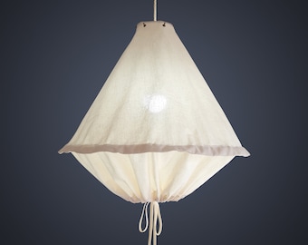 Cotton hanging lamp with bag shape.