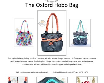 Oxford Hobo Bag PDF Digital Pattern with BONUS SVG files