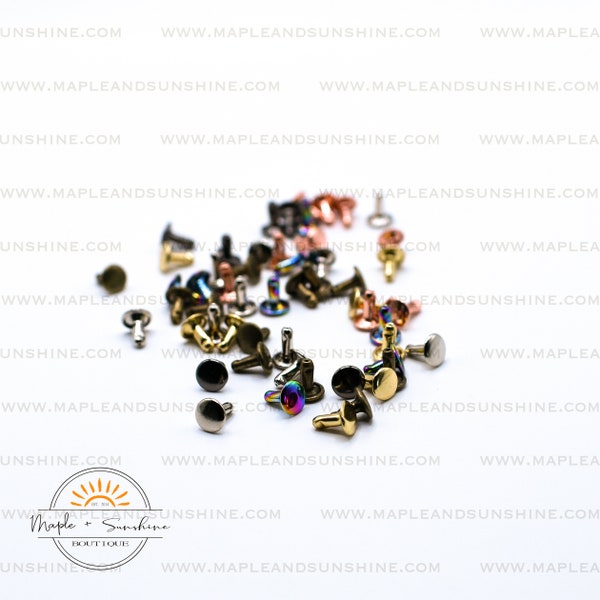 Medium Double Cap Rivets (8 mm Post) (Pack of 50) Purse Hardware DIY Handbag
