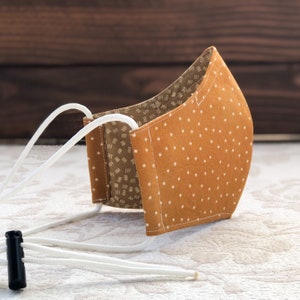 Ladies 3 layer Spice Dot print Face Mask with poly interfacing third layer