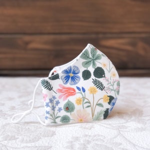 Ladies 3 layer Strawberry Fields Face Mask with poly interfacing third layer